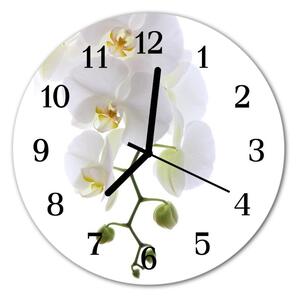 Sklenené hodiny okrúhle Orchidea fi 30 cm
