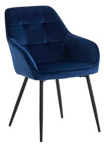 Tmavomodré čalúnené jedálenské kreslá v súprave s podrúčkami 2 ks Nolan Square – Unique Furniture