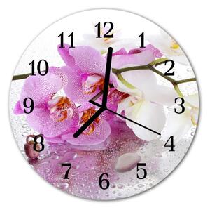 Nástenné sklenené hodiny Orchidea fi 30 cm