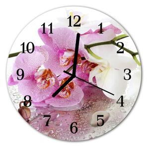 Nástenné sklenené hodiny Orchidea fi 30 cm