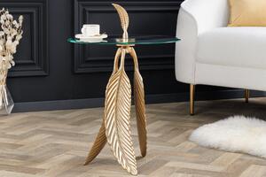 Bočný stolík FEATHER 65 cm zlatý 7 mm tvrdené sklo