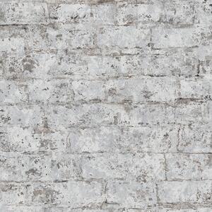 Vliesová sivá umývateľná tapeta na stenu tehly, tehlová stena - M52909, Loft, Ugépa