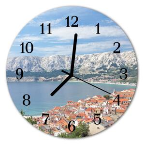 Nástenné sklenené hodiny Záliv fi 30 cm