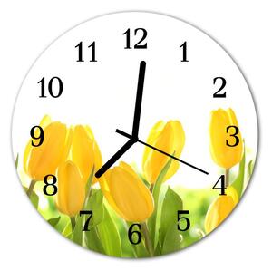 Nástenné sklenené hodiny Tulipány fi 30 cm