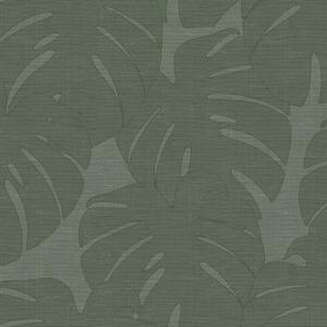 Vliesová zelená tapeta - listy monstery - látková textúra 347762, Natural Fabrics, Origin