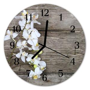 Nástenné sklenené hodiny Orchid kvetina fi 30 cm