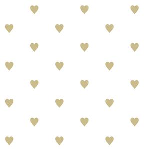 Biela tapeta geometrický vzor so zlatými srdiečkami 347679, Precious, Origin
