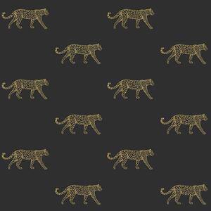 Čierna vliesová tapeta so zlatými leopardmi 347686, City Chic, Precious, Origin