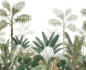 Vliesová fototapeta - džungľa, palmy, tropické listy, leopard 158951, 300x279cm, Paradise, Esta