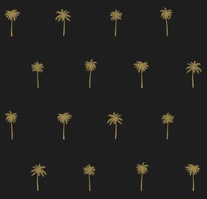 Vliesová čierna tapeta so zlatými palmami 139161, Paradise, Esta Home