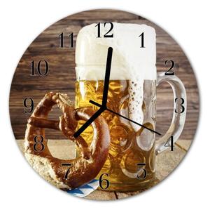 Nástenné sklenené hodiny Pivo podprsenka fi 30 cm