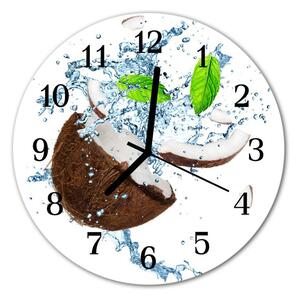 Nástenné sklenené hodiny Kokosový orech fi 30 cm