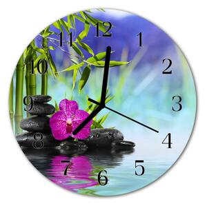 Nástenné sklenené hodiny Orchid spa fi 30 cm