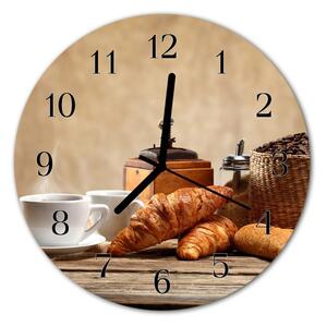 Nástenné sklenené hodiny Croissanty fi 30 cm