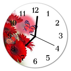 Nástenné sklenené hodiny Gerbera fi 30 cm