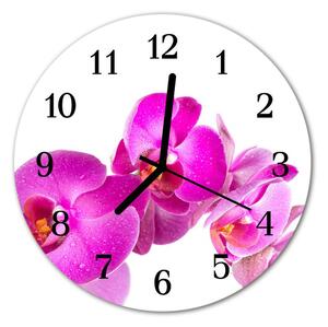Nástenné sklenené hodiny Orchidea fi 30 cm
