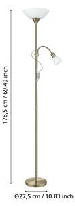 EGLO 82844 - Stojacia lampa UP 2 1xE27/60W + 1xE14/25W mosadz