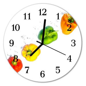 Nástenné sklenené hodiny Paprika fi 30 cm