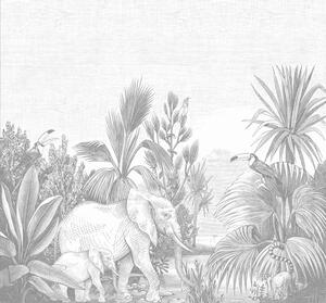Vliesová obrazová tapeta Džungľa, slony 159061, 300 x 279 cm, Forest Friends, Esta