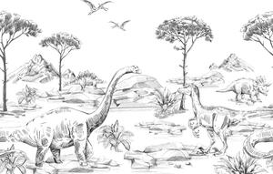 Vliesová obrazová tapeta Dinosaury 159063, 300 x 279 cm, Forest Friends, Esta