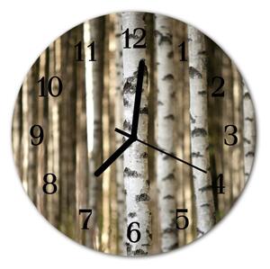Nástenné sklenené hodiny Birch lesné strom fi 30 cm