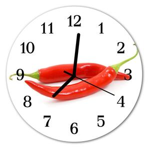 Nástenné sklenené hodiny Paprika fi 30 cm
