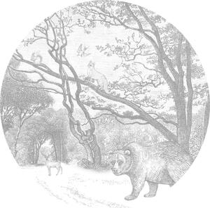 Samolepiaca kruhová obrazová tapeta Les, lesné zvieratká 159070, priemer 70 cm, Forest Friends, Esta
