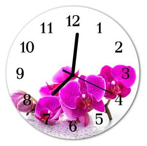 Nástenné sklenené hodiny Orchidea fi 30 cm
