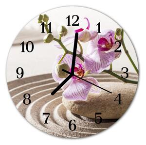 Nástenné sklenené hodiny Orchidní piesok fi 30 cm