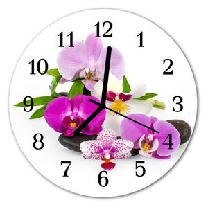 Nástenné sklenené hodiny Orchidea fi 30 cm