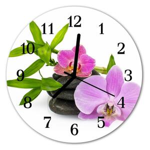 Nástenné sklenené hodiny Orchidea fi 30 cm