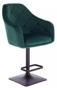 LuxuryForm Barová stolička ANDORA VELUR na čierne podstave - zelená
