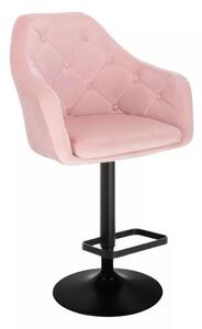 LuxuryForm Barová stolička ANDORA VELUR na čiernom tanieri - svetlo ružová