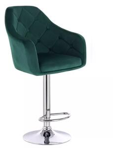 LuxuryForm Barová stolička ANDORA VELUR na striebornom tanieri - zelená