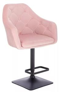 LuxuryForm Barová stolička ANDORA VELUR na čierne podstave - svetlo ružová