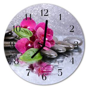 Nástenné sklenené hodiny Orchidea fi 30 cm