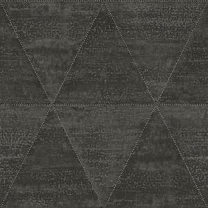 Sivočierna metalická vliesová tapeta, imitácia kovových trojuholníkov 337605, Matières - Metal, Origin