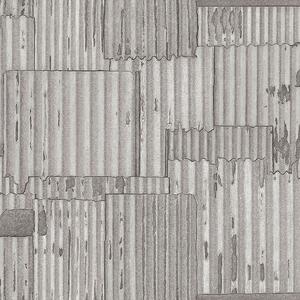 Sivostrieborná vliesová tapeta design vlnitý plech 347615, Matières - Metal, Origin