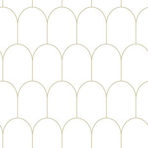 Biela vliesová tapeta, geometrický oblúkový vzor 139139, Art Deco, Esta