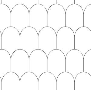 Biela vliesová tapeta, geometrický oblúkový vzor 139140, Black & White, Esta