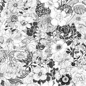 Cierno biela vliesová tapeta kvety 138503, Black & White, Esta