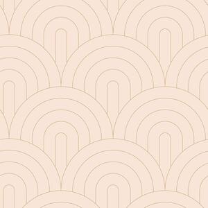 Béžová vliesová tapeta, geometrický oblúkový vzor 139216, Art Deco, Esta