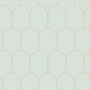 Mentolová vliesová tapeta, geometrický oblúkový vzor 139202, Art Deco, Esta
