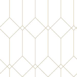 Biela geometrická vliesová tapeta na stenu, zlaté línie 139223, Art Deco, Esta