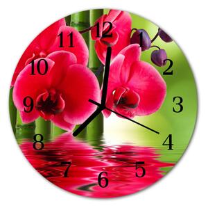 Nástenné sklenené hodiny Orchidea fi 30 cm