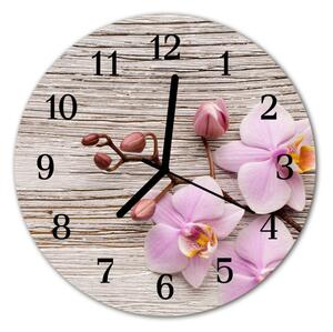 Nástenné sklenené hodiny Orchidea fi 30 cm