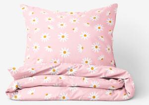 Goldea bavlnené posteľné obliečky - kvety kopretín 140 x 200 a 70 x 90 cm