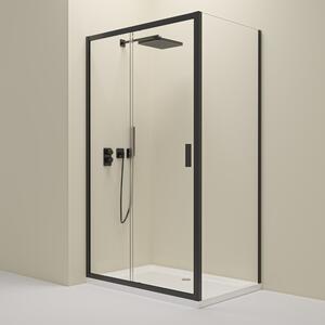 Erga Alpine, sprchový kút s posuvnými dverami 90(dvere) x 70(stena) x 195 cm, 6mm číre sklo, čierny profil, ERG-V02-ALPINE-D090G070-BK