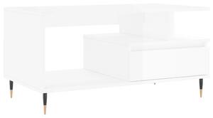 Konferenčný stolík lesklý biely 90x49x45 cm spracované drevo