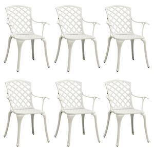 Záhradné stoličky 6 ks odlievaný hliník biele